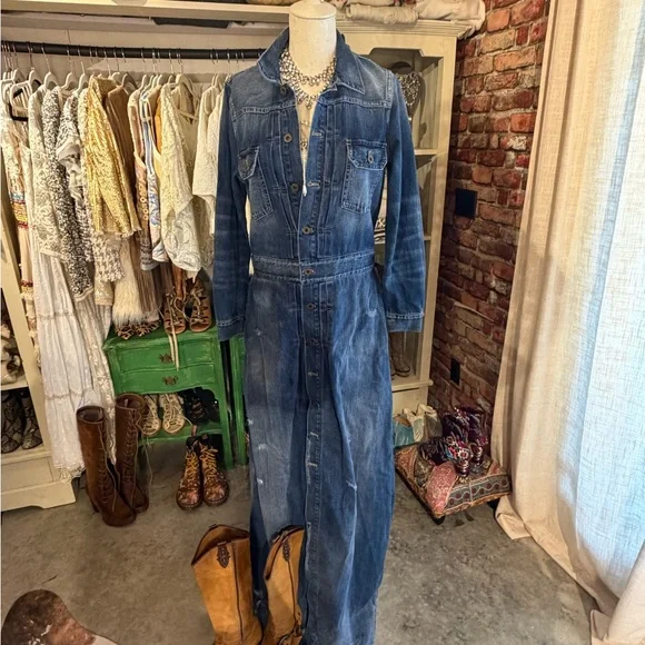 Ralph Lauren Blue Button-Front Maxi Denim Dress - Picture 11 of 16